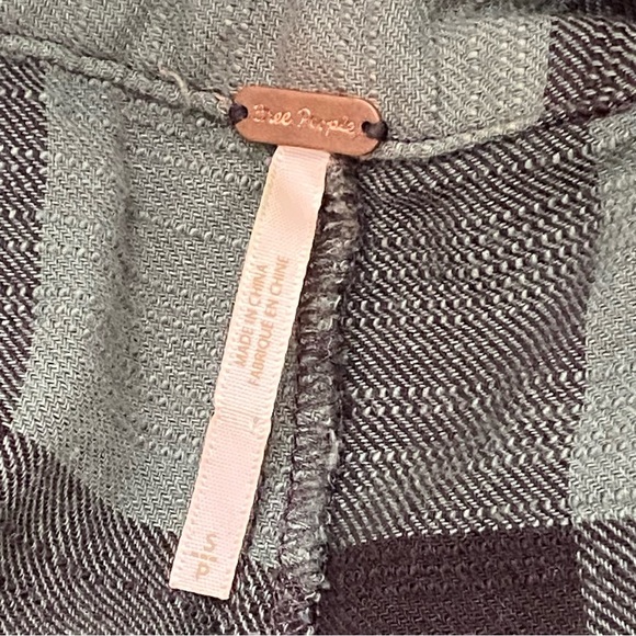 Free People Green & Black Plaid Pleated Pants Trousers Cropped Checkered Small - Picture 5 of 6